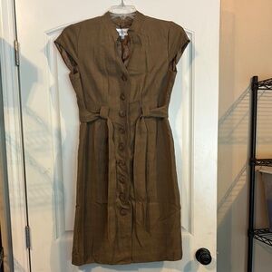 Studio I Green Buttoned Tie Front Midi Dress